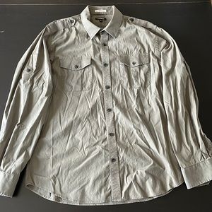 Express Fitted Long Sleeve Shirt Men’s, XL, Army Green
